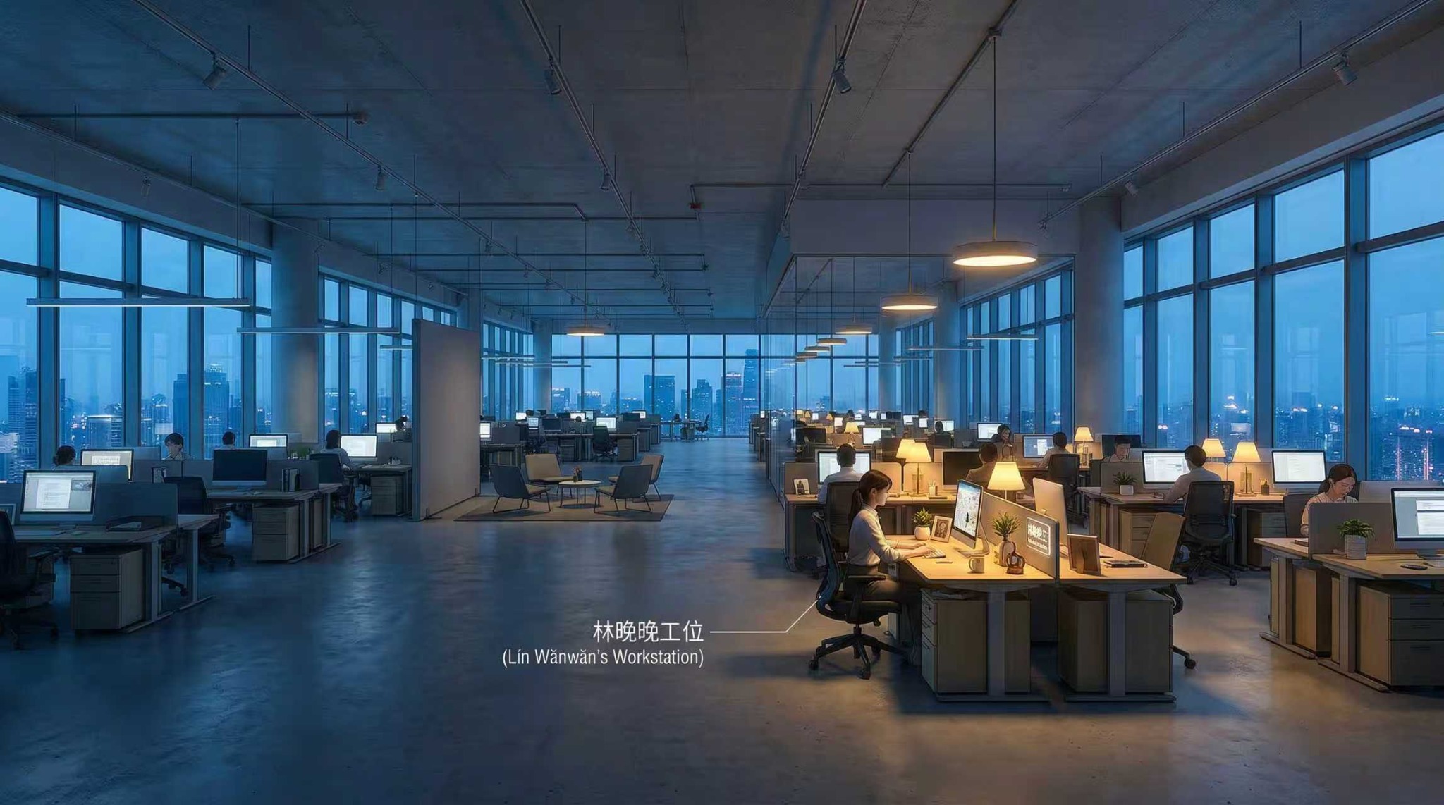 办公室夜景氛围测试